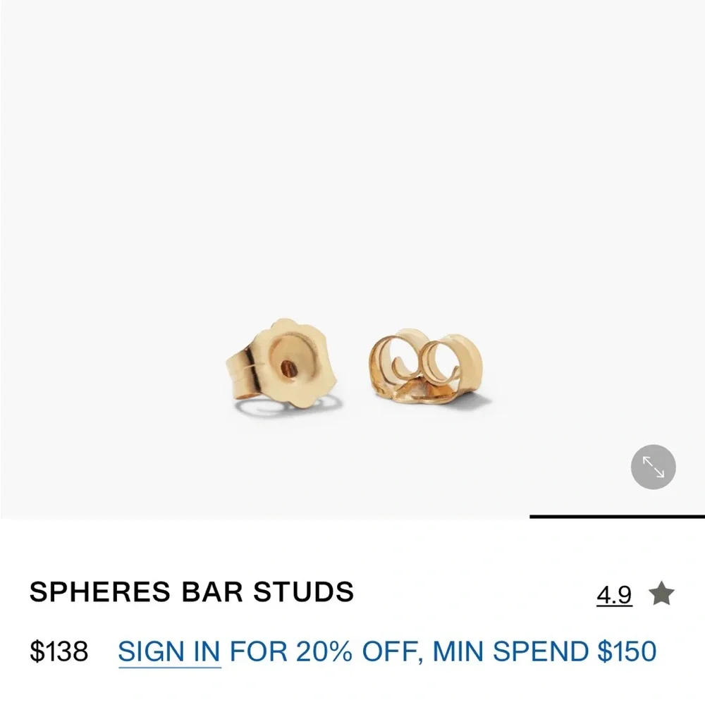 Mejuri Spheres Bar Studs (Solid Gold) - Picture 4 of 5